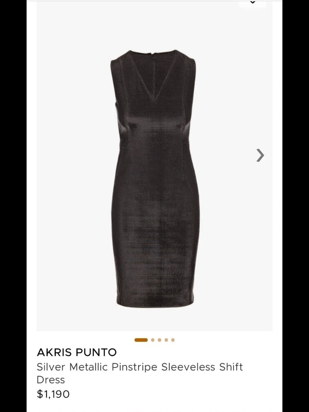 Akris Punto Metallic Charcoal Sleeveless V-Neck Shift Dress